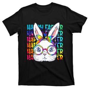 Tie Dye Cute Bunny Rabbit Face Glasses Easter Day T-Shirt