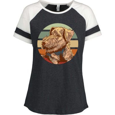 Terrier Dog Cute Sunset Enza Ladies Jersey Colorblock Tee