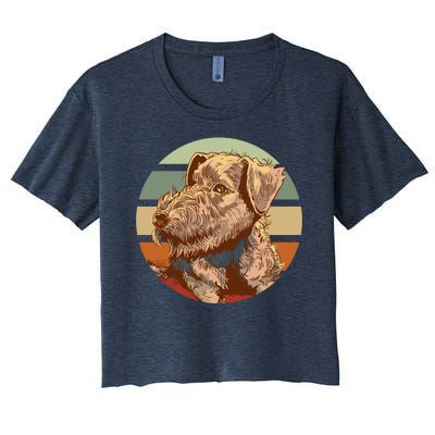 Terrier Dog Cute Sunset Women's Crop Top Tee