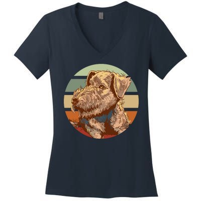 Terrier Dog Cute Sunset Women's V-Neck T-Shirt