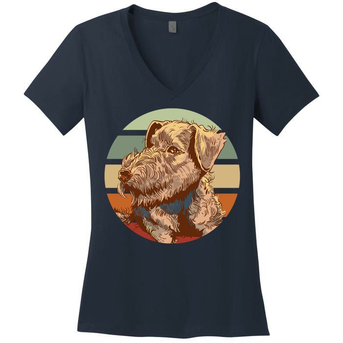 Terrier Dog Cute Sunset Women's V-Neck T-Shirt