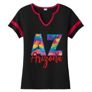 Tie Dye Colorful Heart Arizona State Gift Ladies Halftime Notch Neck Tee