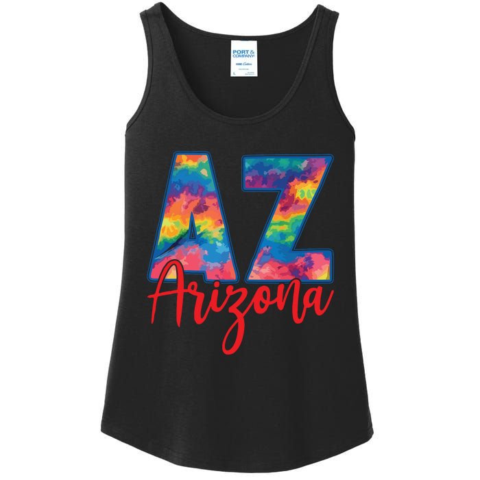 Tie Dye Colorful Heart Arizona State Gift Ladies Essential Tank