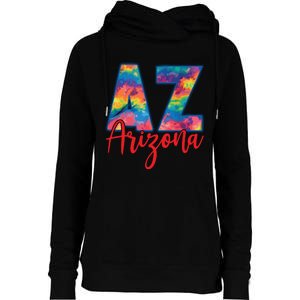 Tie Dye Colorful Heart Arizona State Gift Womens Funnel Neck Pullover Hood