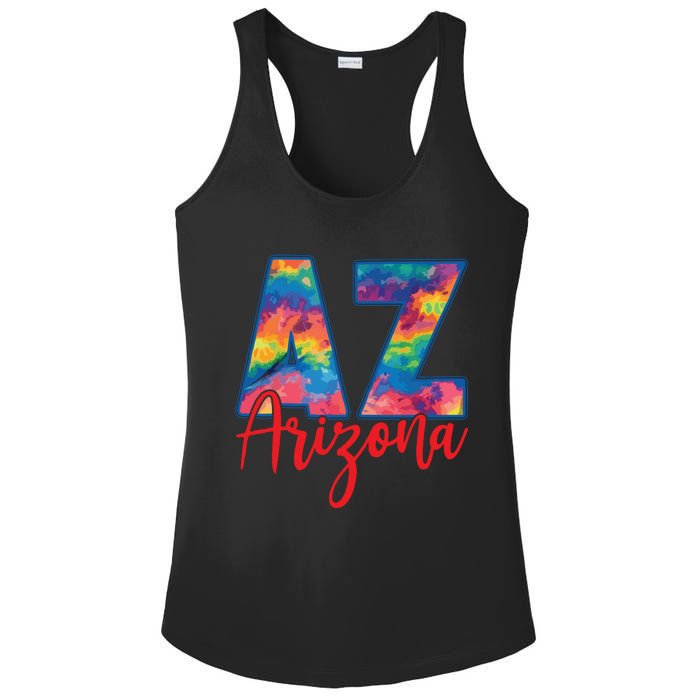 Tie Dye Colorful Heart Arizona State Gift Ladies PosiCharge Competitor Racerback Tank