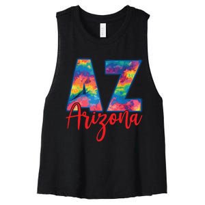 Tie Dye Colorful Heart Arizona State Gift Women's Racerback Cropped Tank