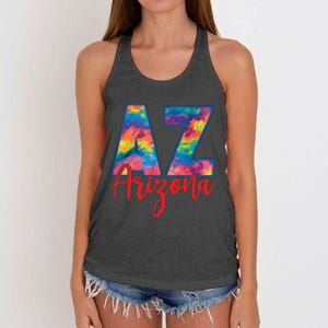 Tie Dye Colorful Heart Arizona State Gift Women's Knotted Racerback Tank