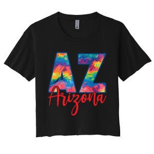 Tie Dye Colorful Heart Arizona State Gift Women's Crop Top Tee