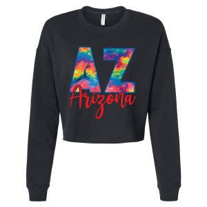 Tie Dye Colorful Heart Arizona State Gift Cropped Pullover Crew