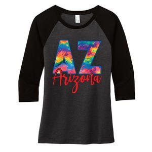 Tie Dye Colorful Heart Arizona State Gift Women's Tri-Blend 3/4-Sleeve Raglan Shirt