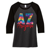 Tie Dye Colorful Heart Arizona State Gift Women's Tri-Blend 3/4-Sleeve Raglan Shirt