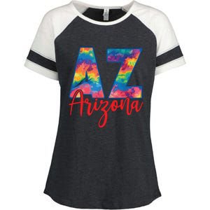 Tie Dye Colorful Heart Arizona State Gift Enza Ladies Jersey Colorblock Tee