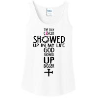 The Day Cancer Showed Up In My Lift God Showed Up Bigger Faith Ladies Essential Tank