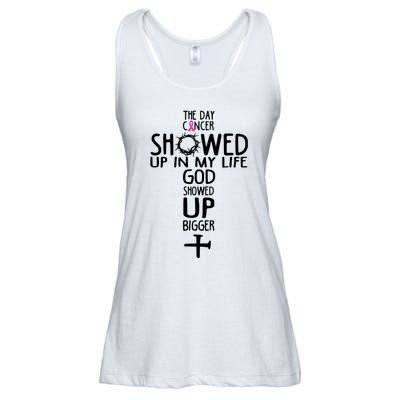 The Day Cancer Showed Up In My Lift God Showed Up Bigger Faith Ladies Essential Flowy Tank