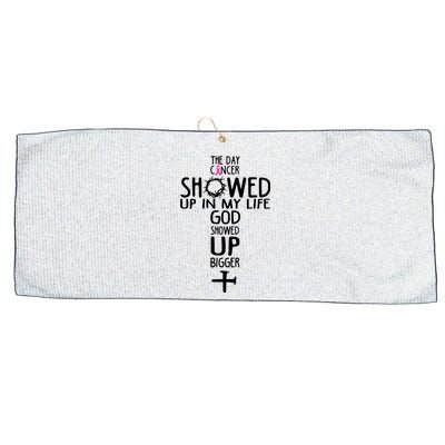 The Day Cancer Showed Up In My Lift God Showed Up Bigger Faith Large Microfiber Waffle Golf Towel