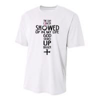 The Day Cancer Showed Up In My Lift God Showed Up Bigger Faith Youth Performance Sprint T-Shirt