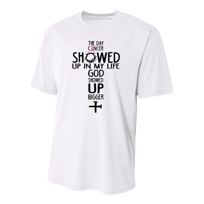 The Day Cancer Showed Up In My Lift God Showed Up Bigger Faith Youth Performance Sprint T-Shirt