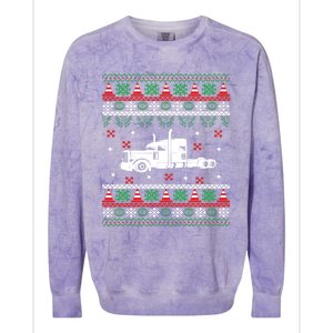 Truck Driver Christmas Ugly Sweater Trucker Colorblast Crewneck Sweatshirt