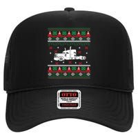 Truck Driver Christmas Ugly Sweater Trucker High Crown Mesh Back Trucker Hat