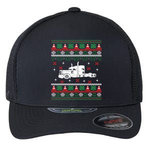 Truck Driver Christmas Ugly Sweater Trucker Flexfit Unipanel Trucker Cap