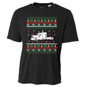 Truck Driver Christmas Ugly Sweater Trucker Cooling Performance Crew T-Shirt