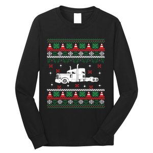 Truck Driver Christmas Ugly Sweater Trucker Long Sleeve Shirt