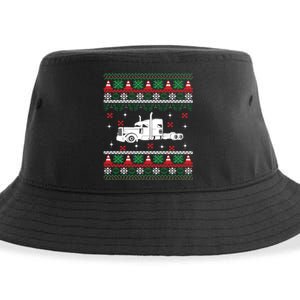 Truck Driver Christmas Ugly Sweater Trucker Sustainable Bucket Hat