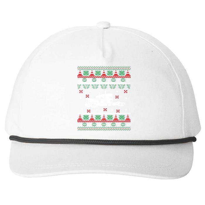 Truck Driver Christmas Ugly Sweater Trucker Snapback Five-Panel Rope Hat