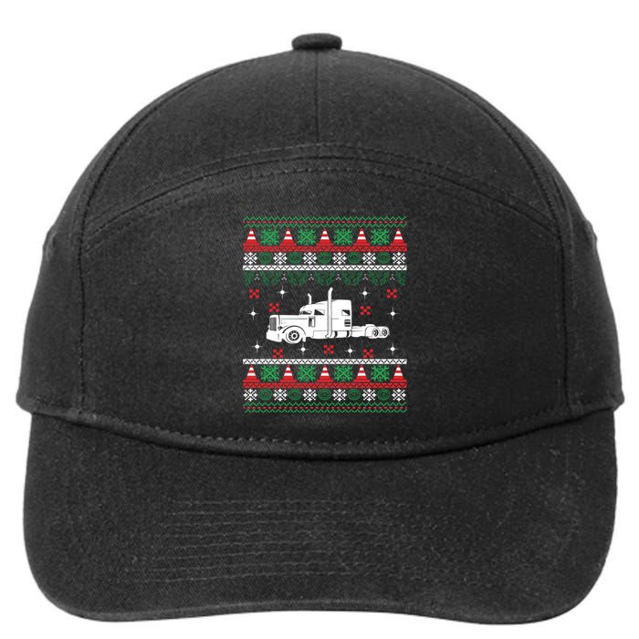 Truck Driver Christmas Ugly Sweater Trucker 7-Panel Snapback Hat