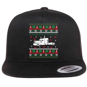 Truck Driver Christmas Ugly Sweater Trucker Flat Bill Trucker Hat