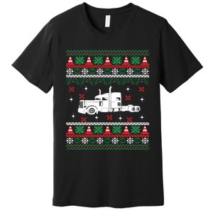 Truck Driver Christmas Ugly Sweater Trucker Premium T-Shirt