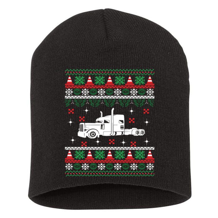 Truck Driver Christmas Ugly Sweater Trucker Short Acrylic Beanie