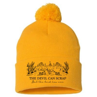 The Devil Can Scrap But The Lord Has Won Western Pom Pom 12in Knit Beanie