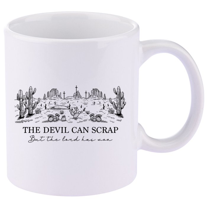The Devil Can Scrap But The Lord Has Won Western 11oz C Handle Ceramic Mug