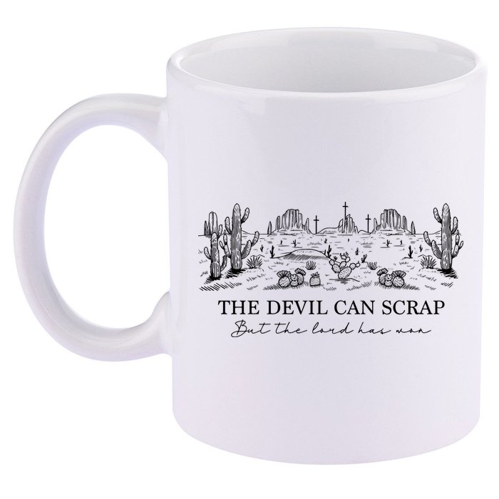 The Devil Can Scrap But The Lord Has Won Western 11oz C Handle Ceramic Mug