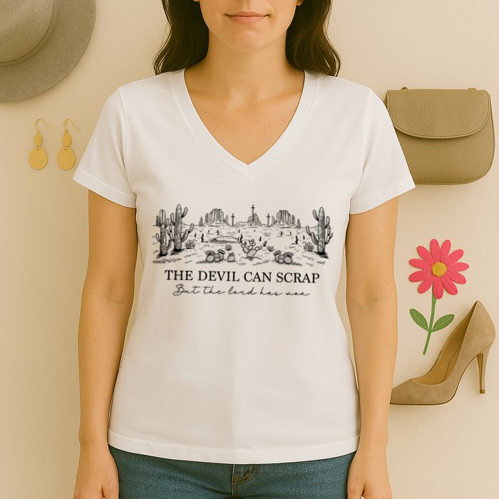 The Devil Can Scrap But The Lord Has Won Western Women's V-Neck T-Shirt