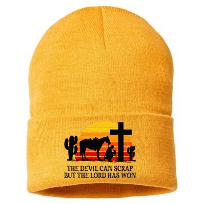 The Devil Can Scrap But The Lord Has Won Sustainable Knit Beanie