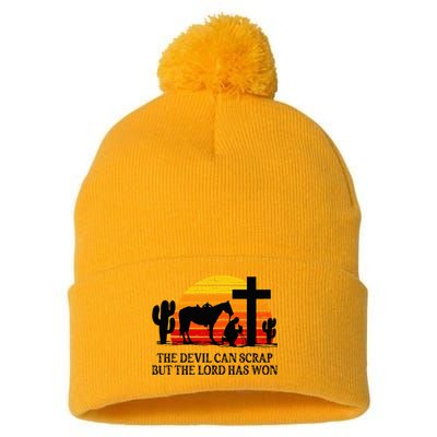 The Devil Can Scrap But The Lord Has Won Pom Pom 12in Knit Beanie