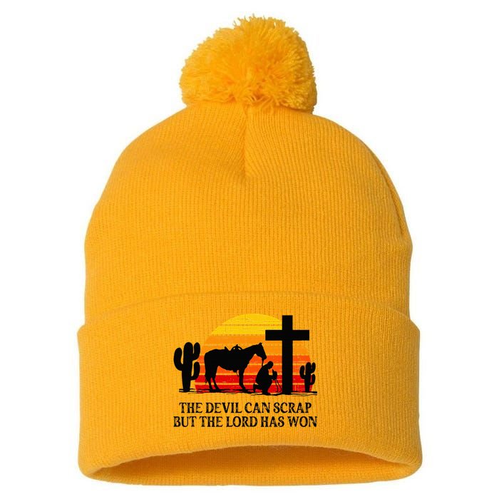 The Devil Can Scrap But The Lord Has Won Pom Pom 12in Knit Beanie
