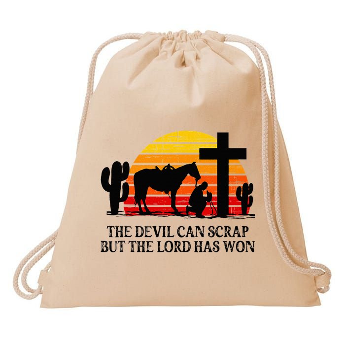 The Devil Can Scrap But The Lord Has Won Drawstring Bag