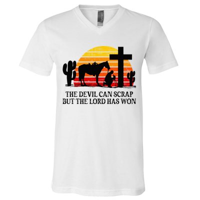 The Devil Can Scrap But The Lord Has Won V-Neck T-Shirt
