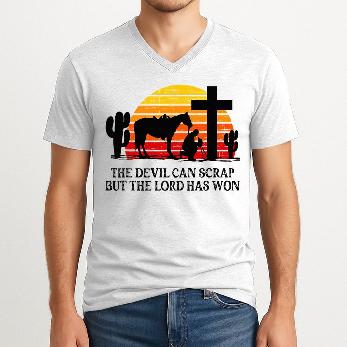The Devil Can Scrap But The Lord Has Won V-Neck T-Shirt