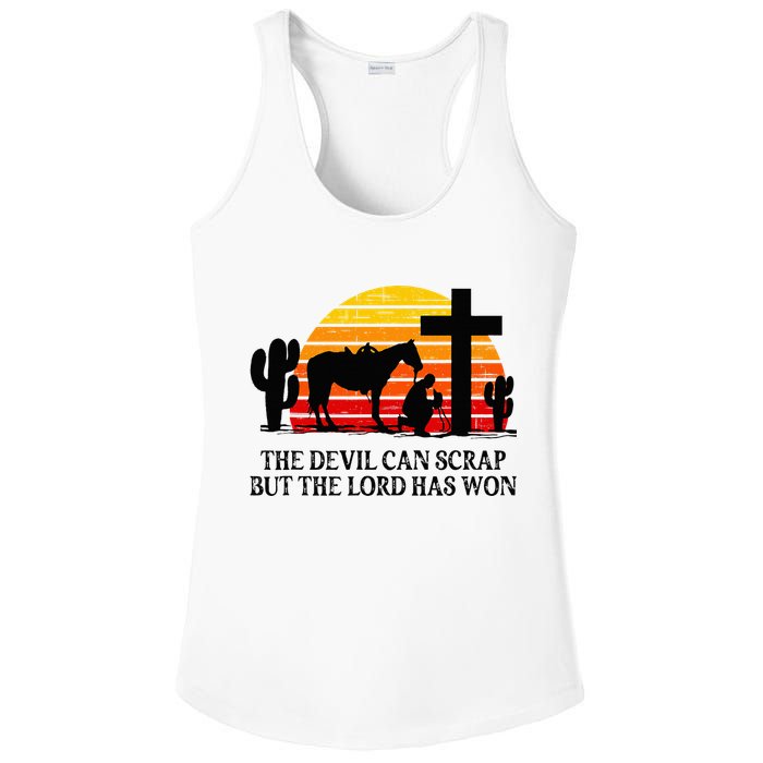 The Devil Can Scrap But The Lord Has Won Ladies PosiCharge Competitor Racerback Tank
