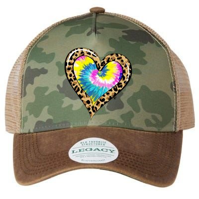 Tie Dye Colorful Cute Leopard Heart Love Hippie Legacy Tie Dye Trucker Hat