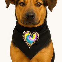 Tie Dye Colorful Cute Leopard Heart Love Hippie USA-Made Doggie Bandana