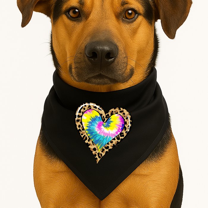 Tie Dye Colorful Cute Leopard Heart Love Hippie USA-Made Doggie Bandana