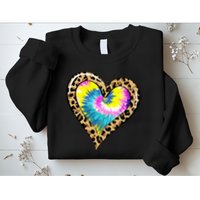 Tie Dye Colorful Cute Leopard Heart Love Hippie Sweatshirt