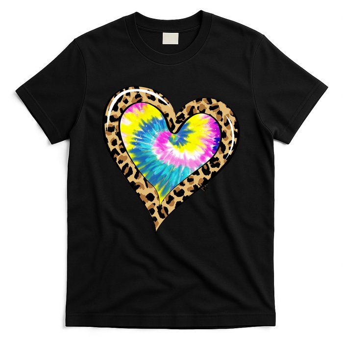 Tie Dye Colorful Cute Leopard Heart Love Hippie T-Shirt