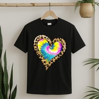 Tie Dye Colorful Cute Leopard Heart Love Hippie T-Shirt