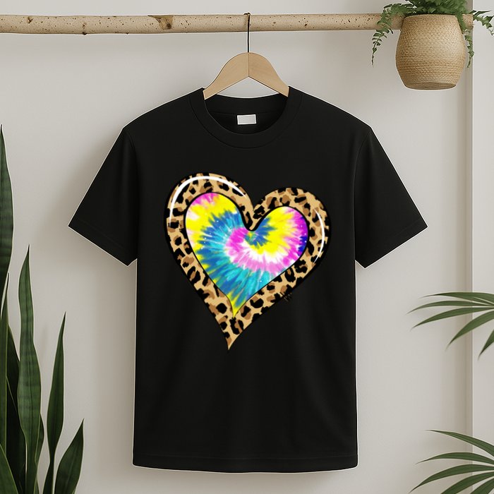 Tie Dye Colorful Cute Leopard Heart Love Hippie T-Shirt